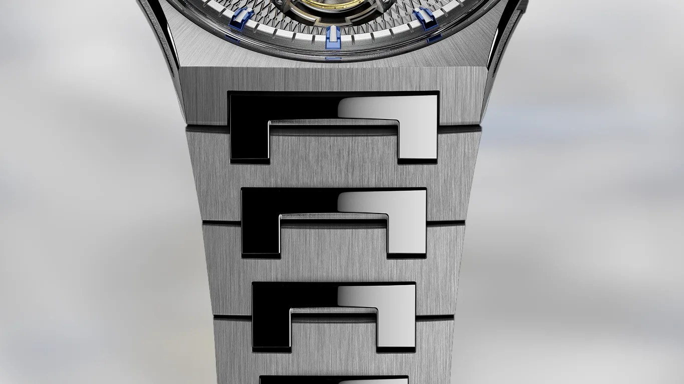 a closeup of a czapek sports watch bracelet