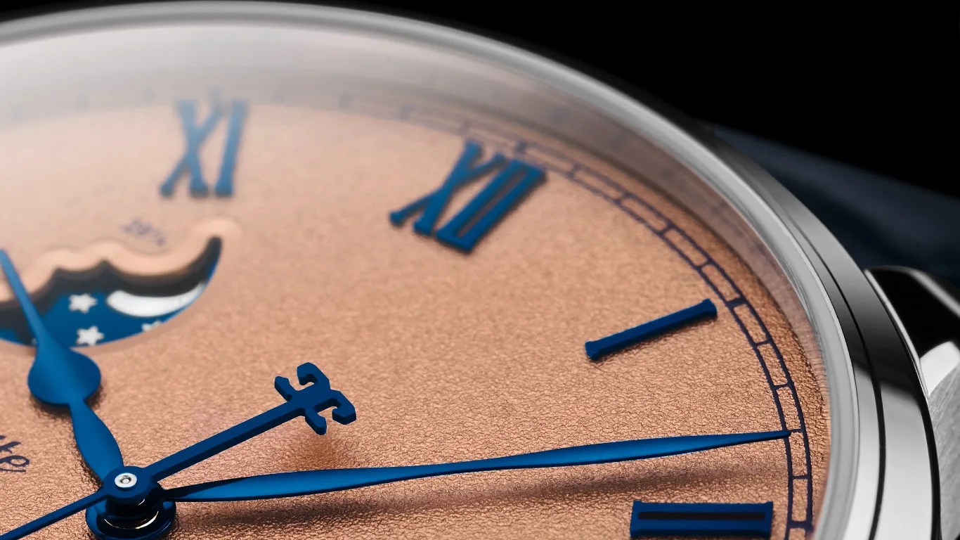 a closeup of a glashutte original dress watch dial