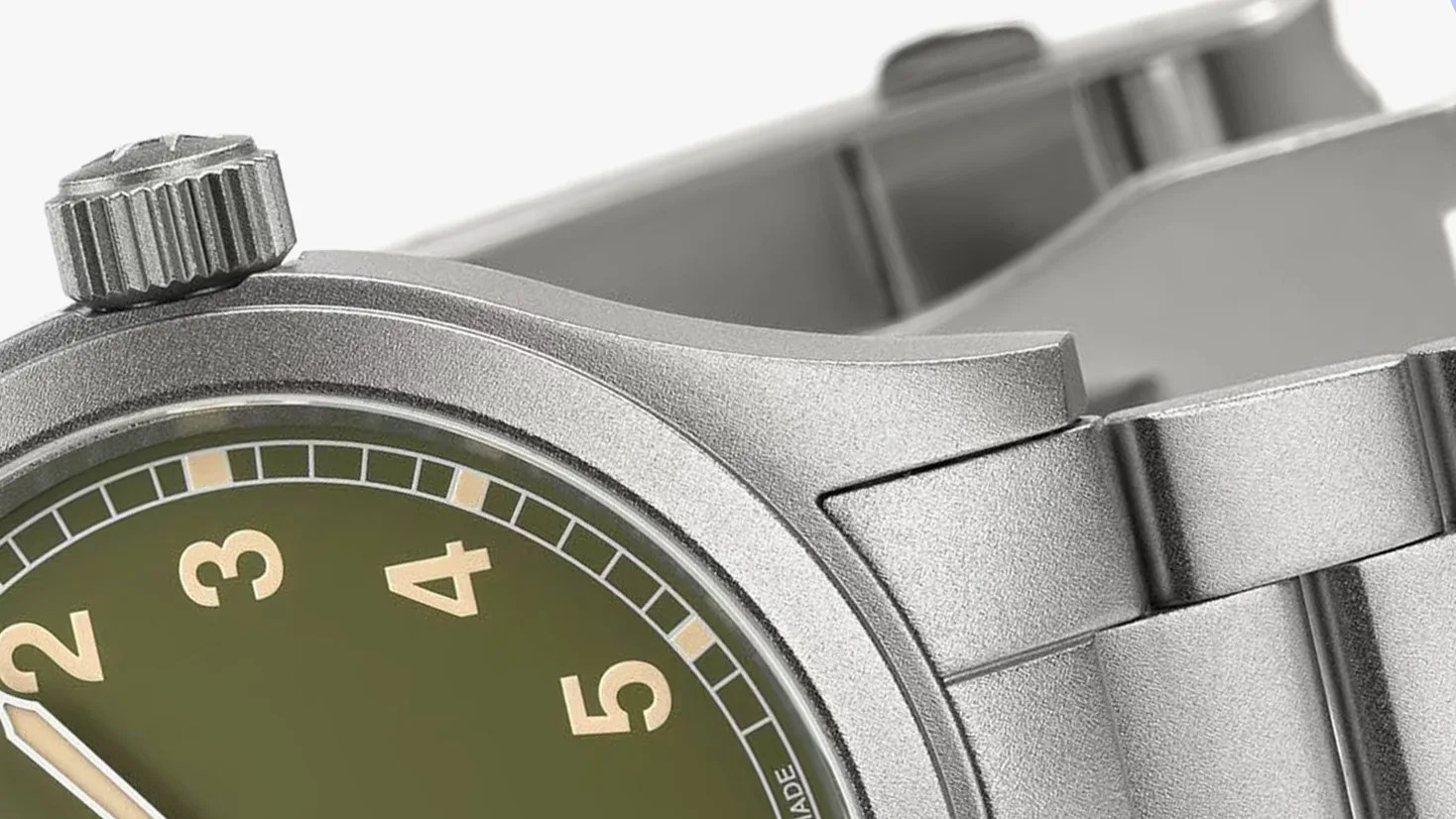 the case and dial of a steel hamilton khaki field watch