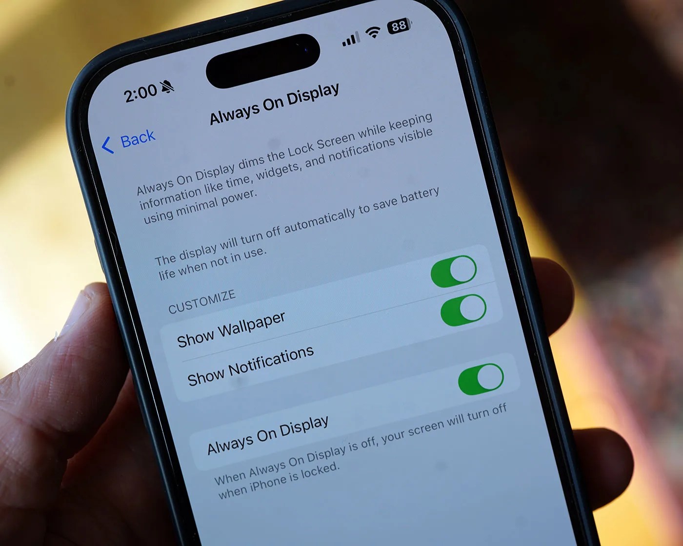 iPhone Pro always-on display