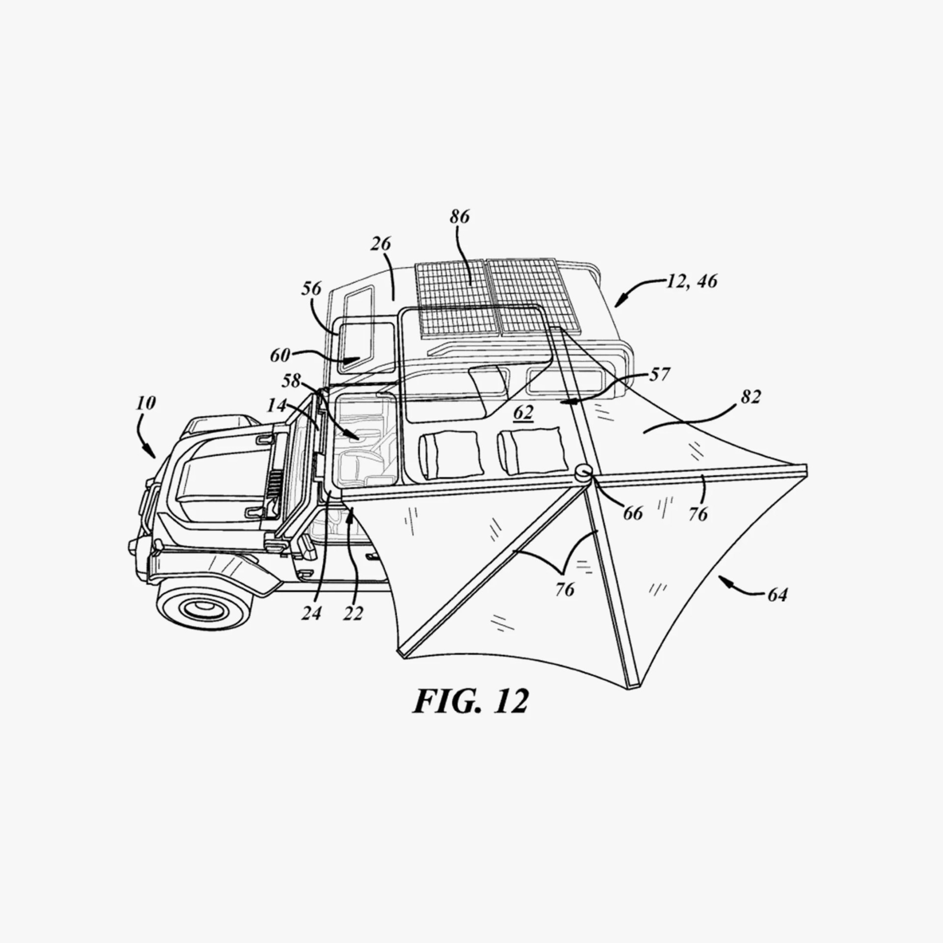 drawing of a Jeep Wrangler with rooftop tent