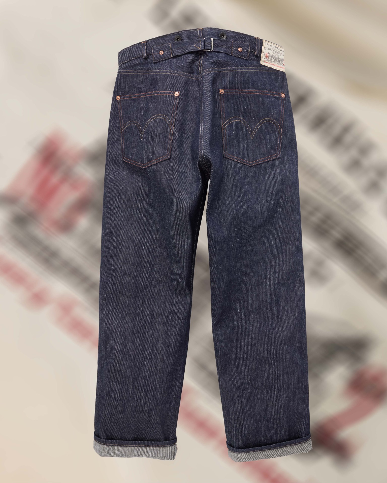 the back of a pair of replica Levis vintage jeans