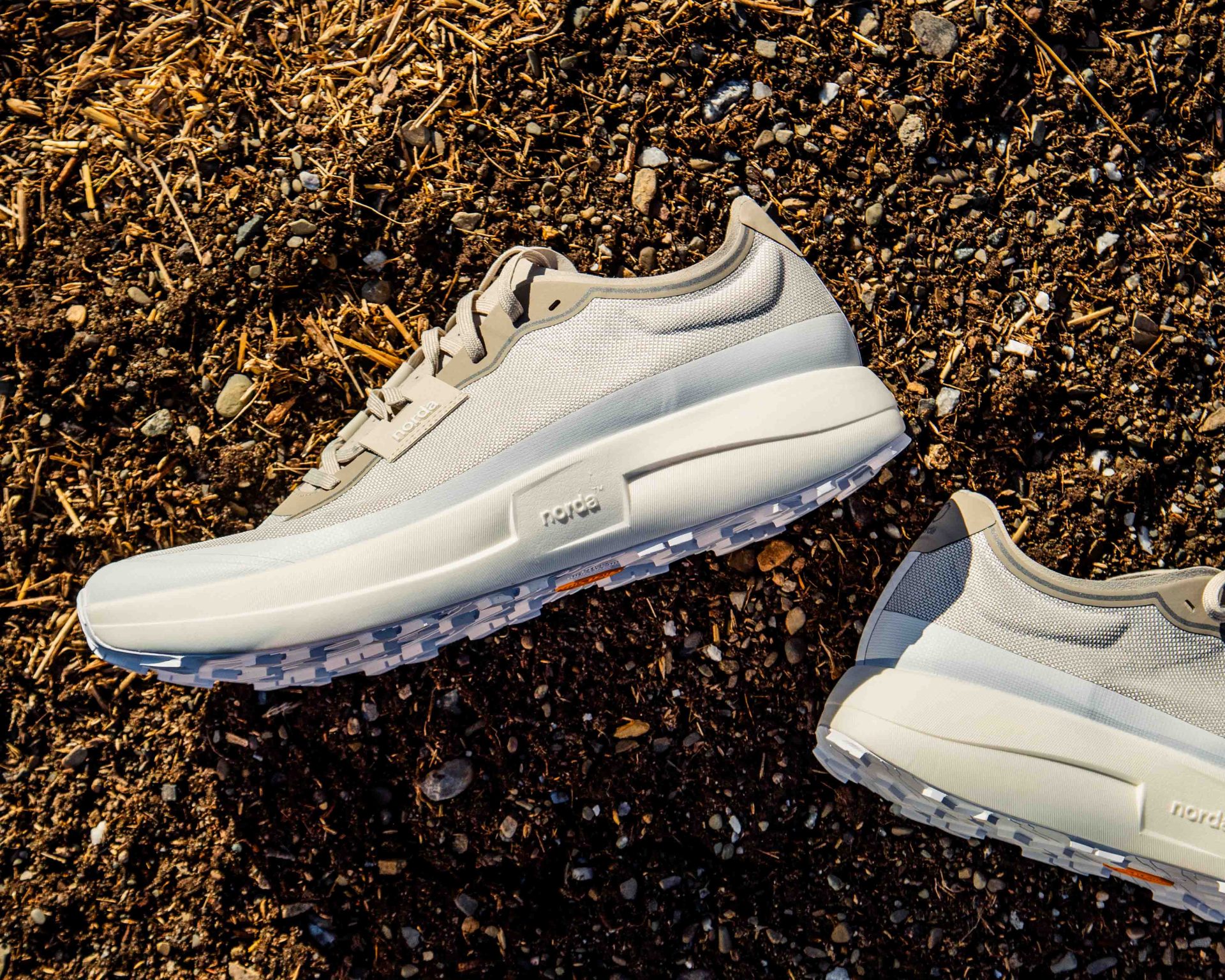 pair of norda 005 shoes on a dirt surface