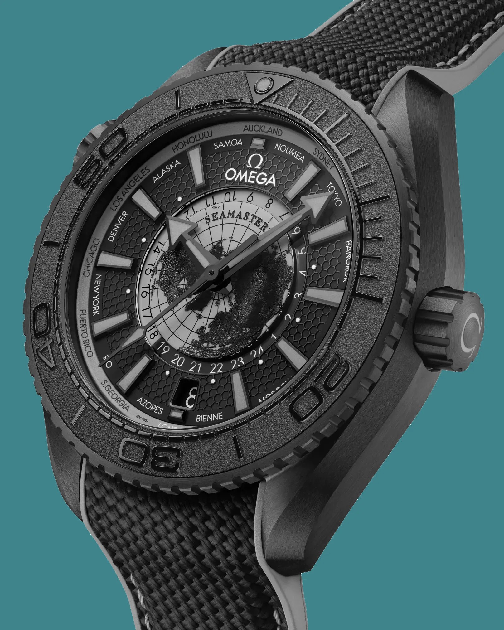 a black and gray Omega dive watch