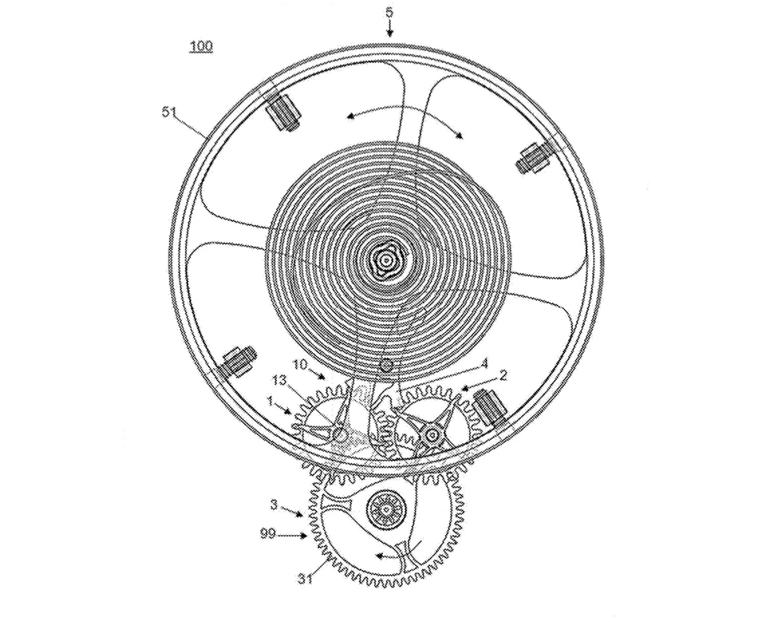 a patent illustration of a watch escapement by rolex