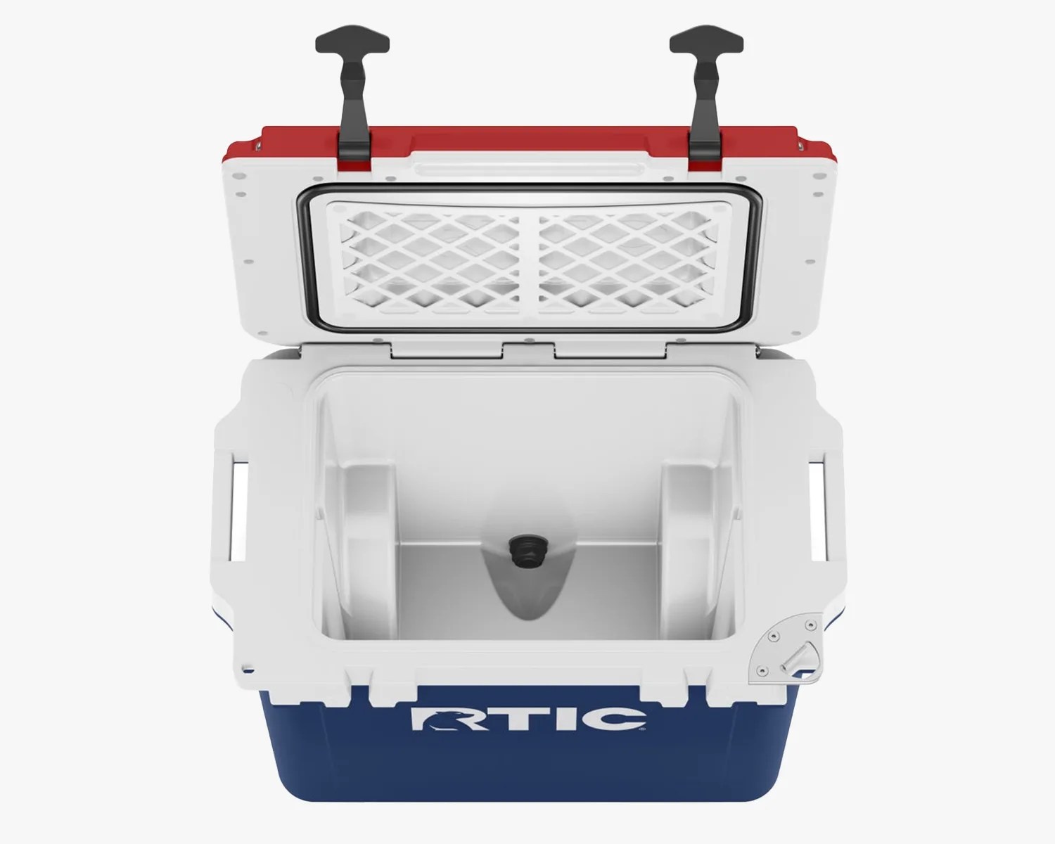 rtic 22 qt ultralight wheeled cooler open top view