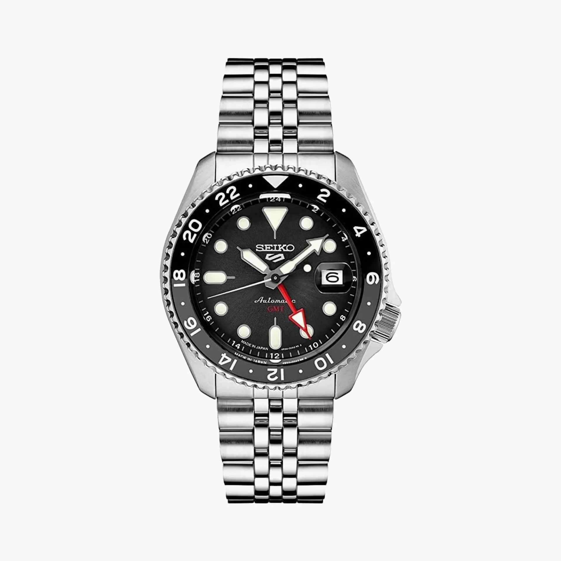 a black seiko 5 sports gmt watch