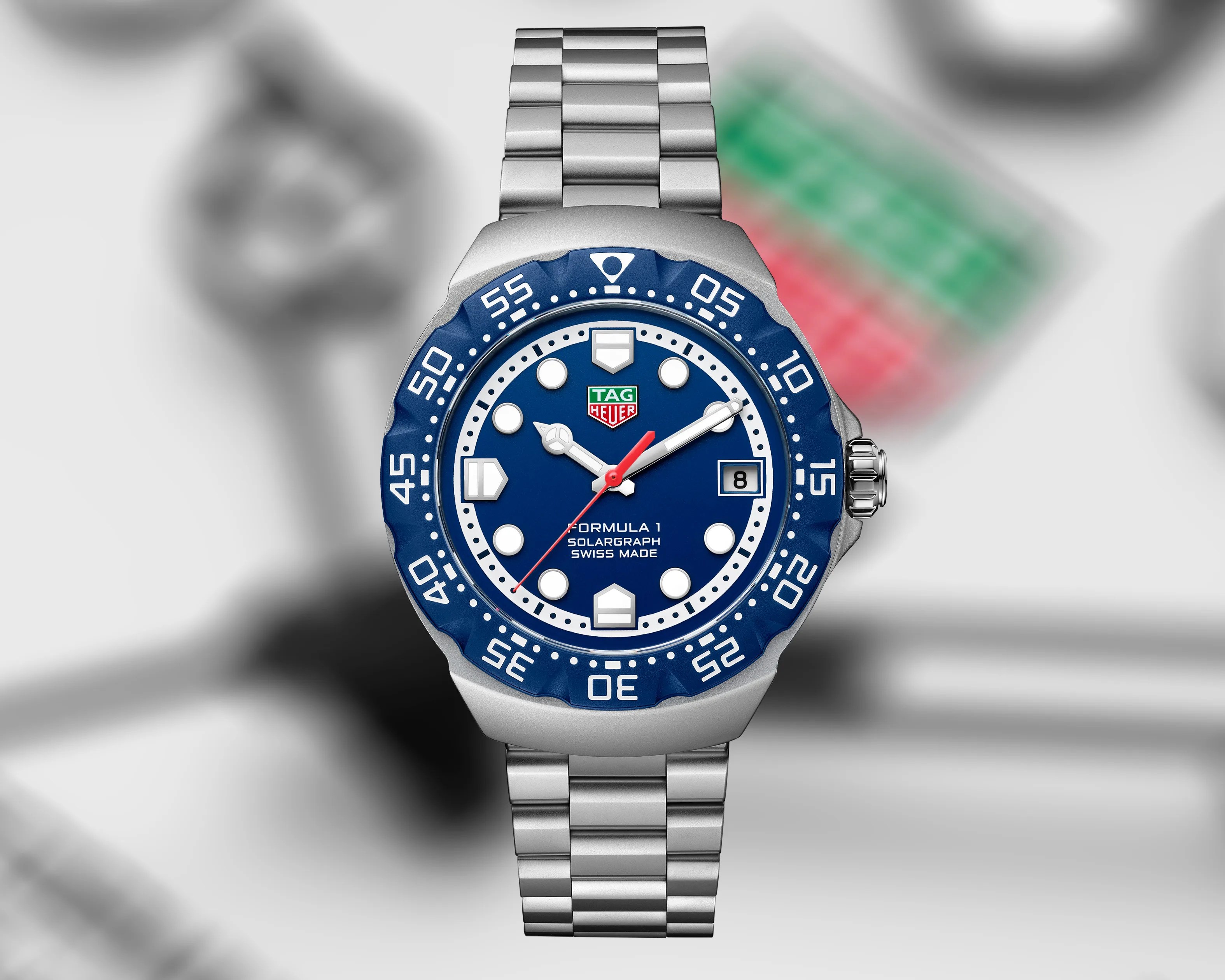 a blue and white TAG Heuer watch
