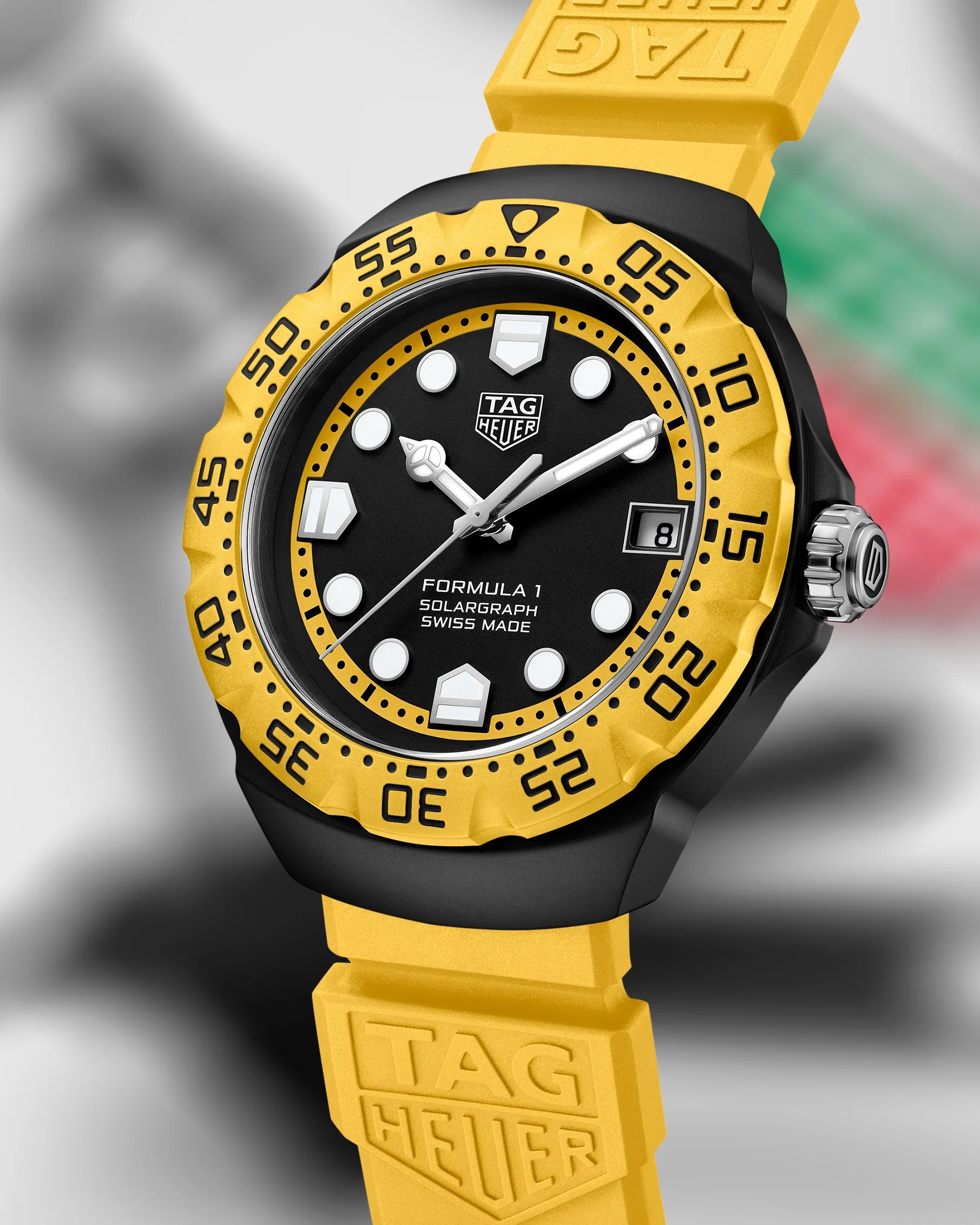 a black an yellow TAG Heuer watch