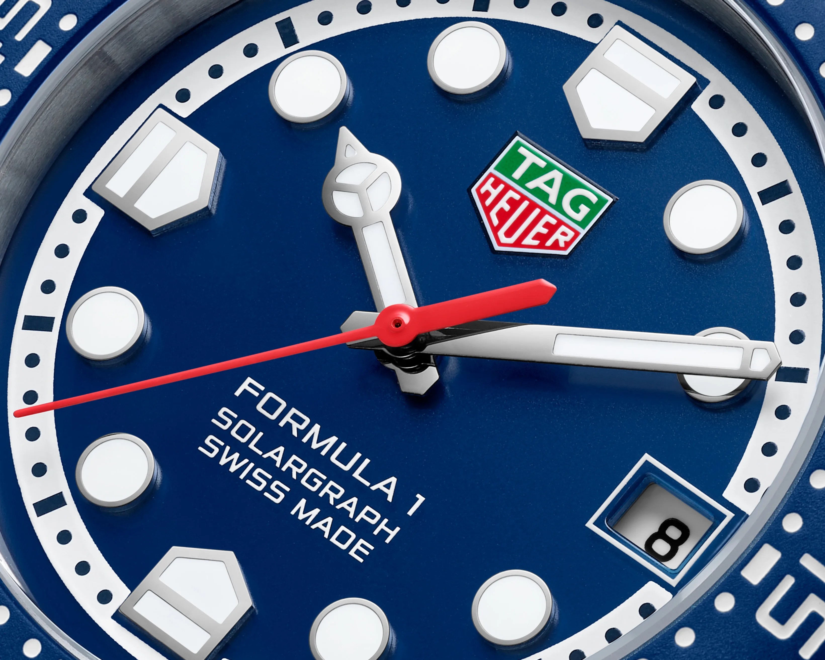 a blue TAG Heuer watch dial
