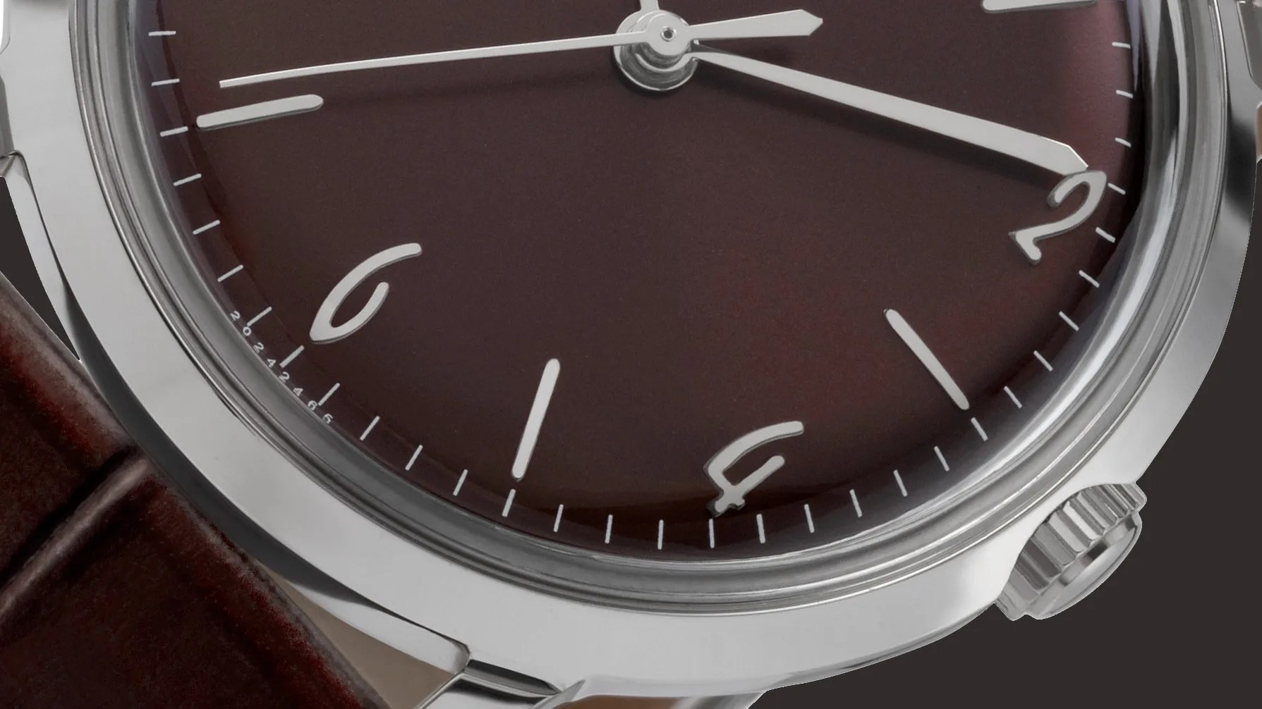 close up of a dial on a Timex Marlin hand wound dress watch