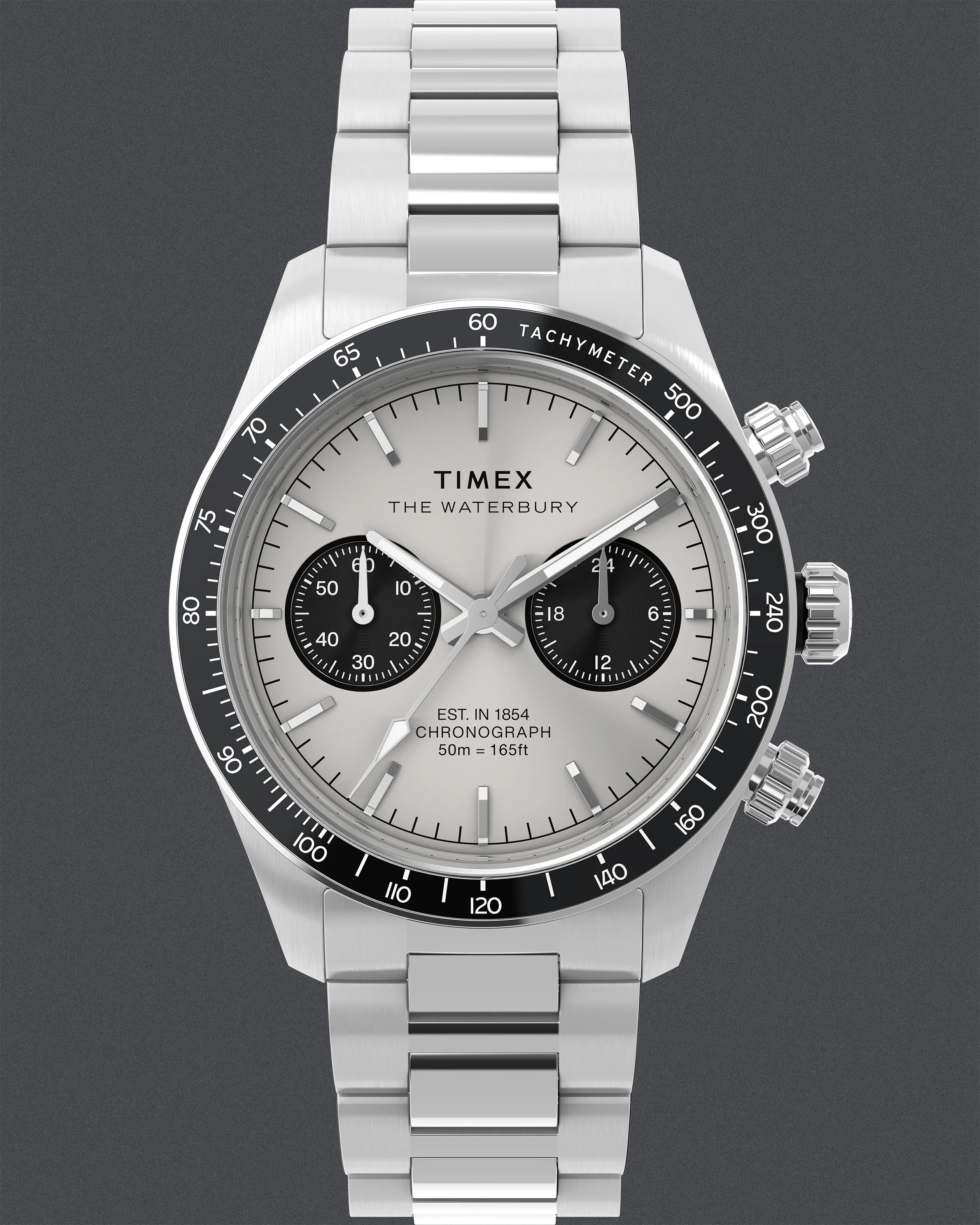a steel Timex chronograph watch