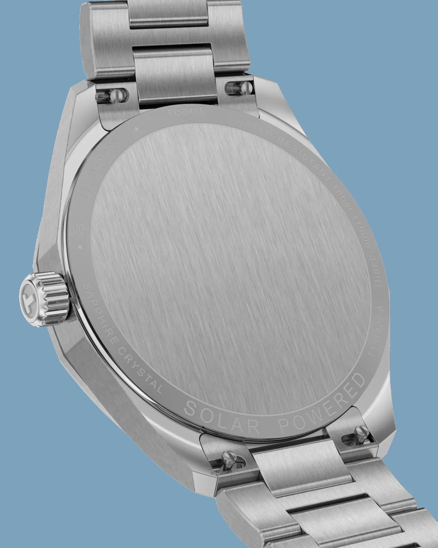 the blank case back of a Tissot PRC 100 watch