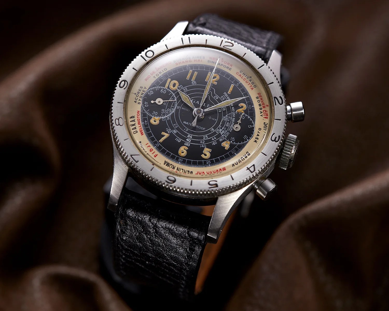 a vintage gallet chronograph watch
