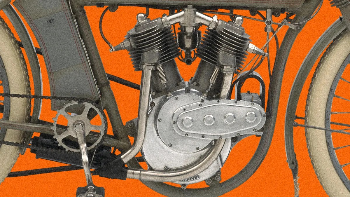 1909 harley davidson v-twin macro