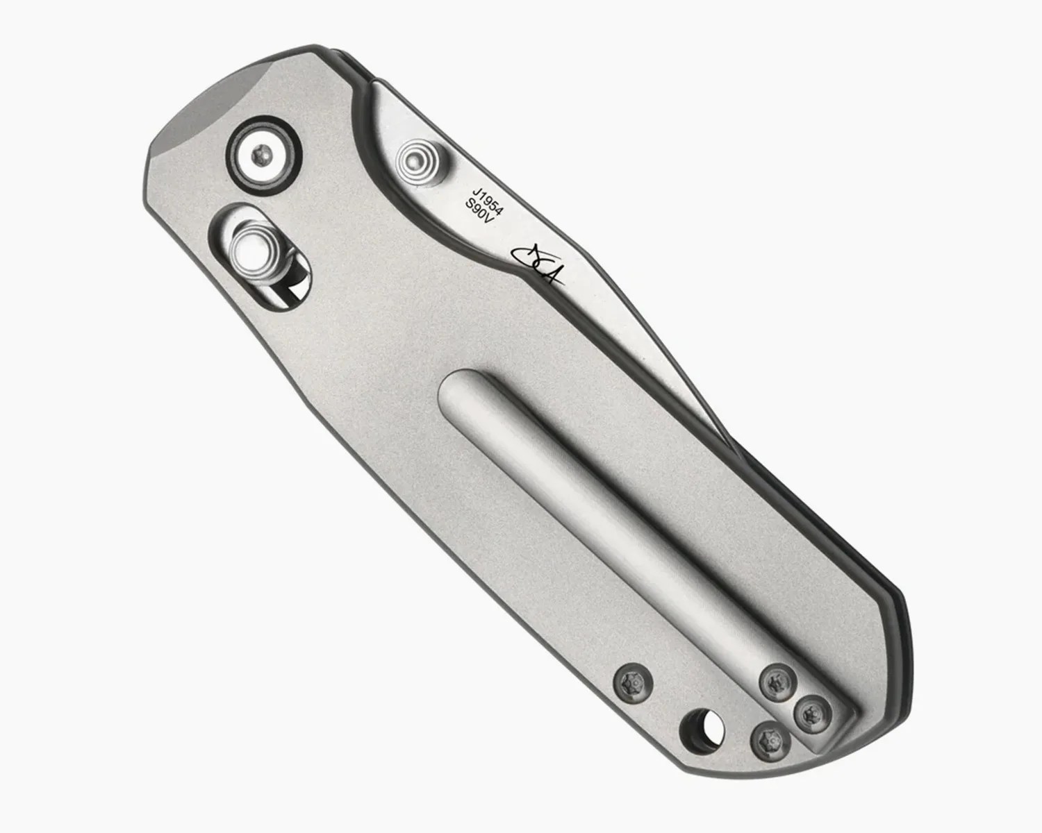CJRB Maximal J1954 CPM S90V Blade Titanium Handle off side folded