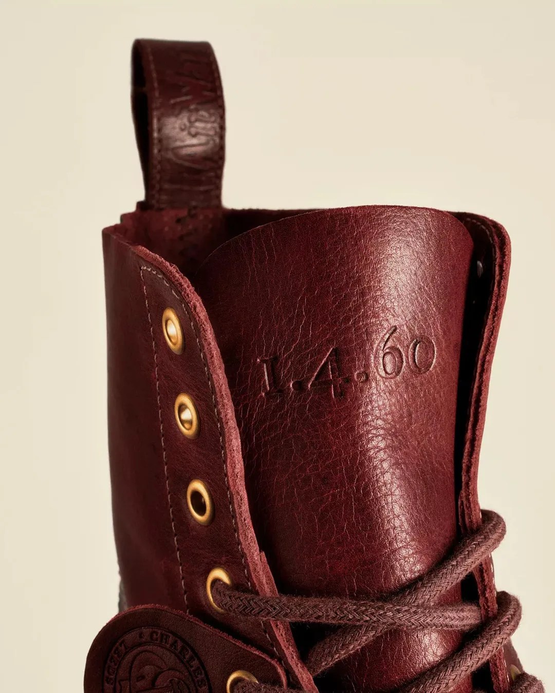 Closeup of Dr. Martens 1460 Love Letter Boot tongue