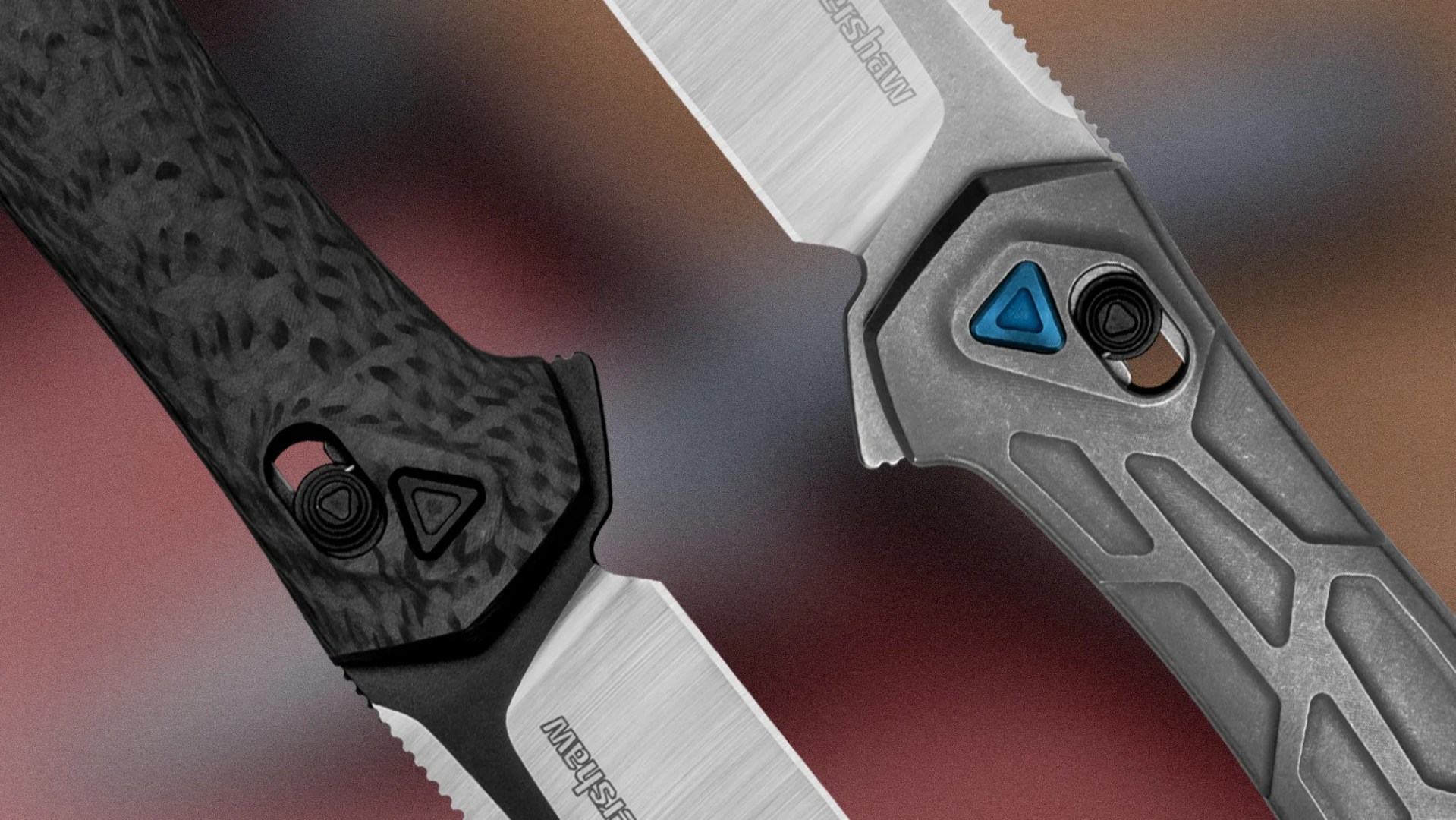 Kershaw Covalent EDC Knives closeup on blurry background