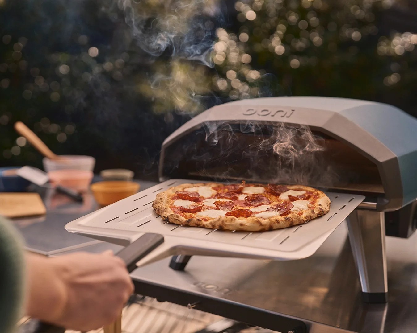 Pizza fresh out of the Ooni Koda 2 oven