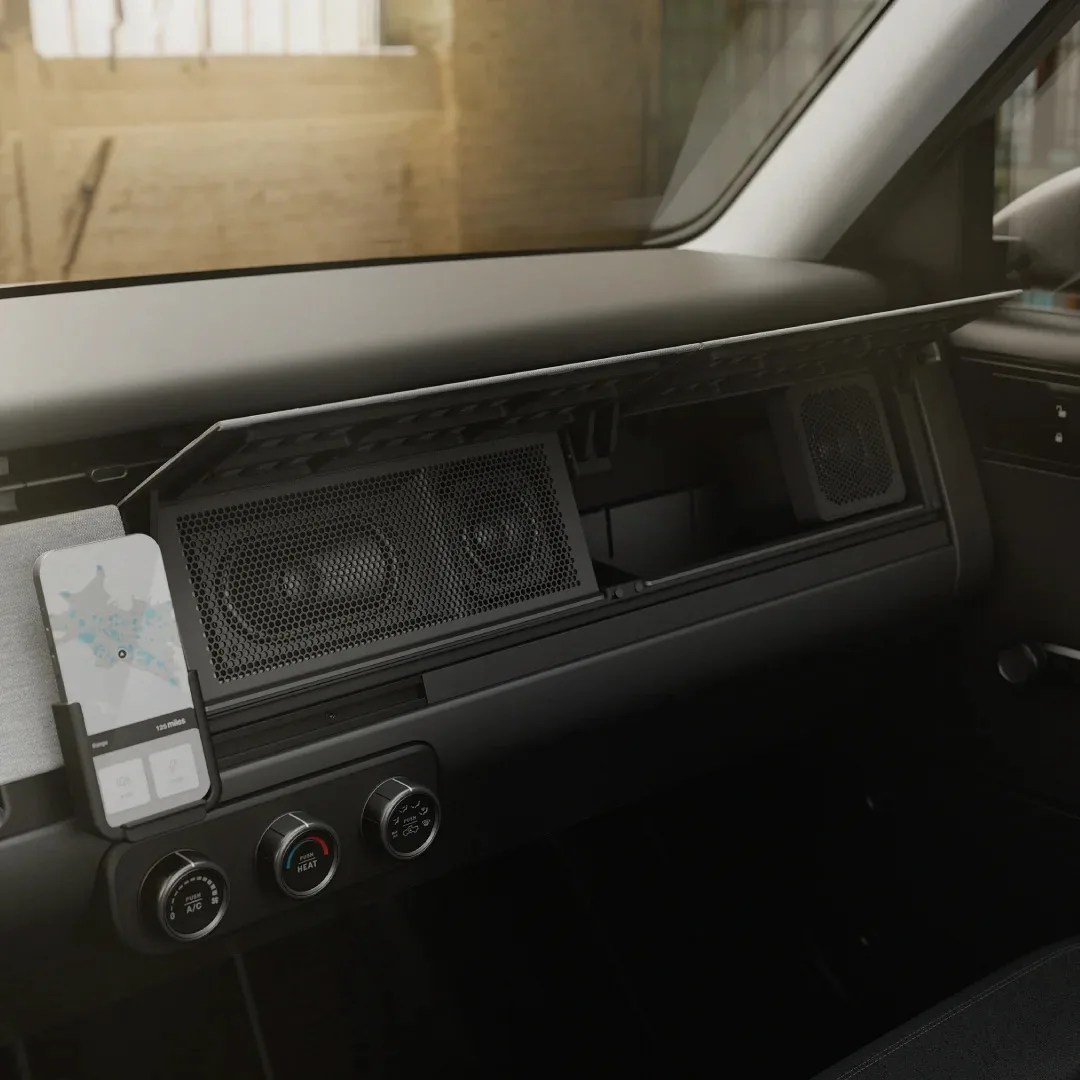 The interior passenger dash of the Slate Auto Blank Slate EV Truck 