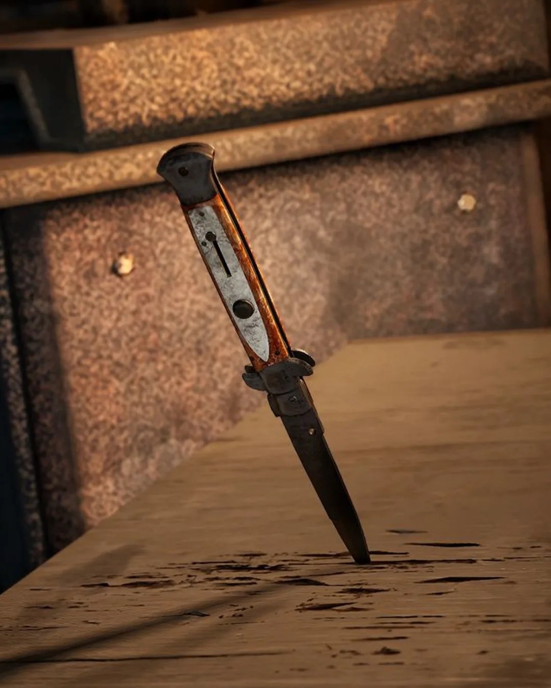 The Last of Us Italian Stilleto knife stuck in table