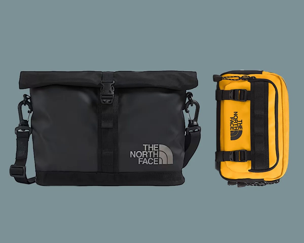 The North Face Base Camp EDC Travel Bags on blue background