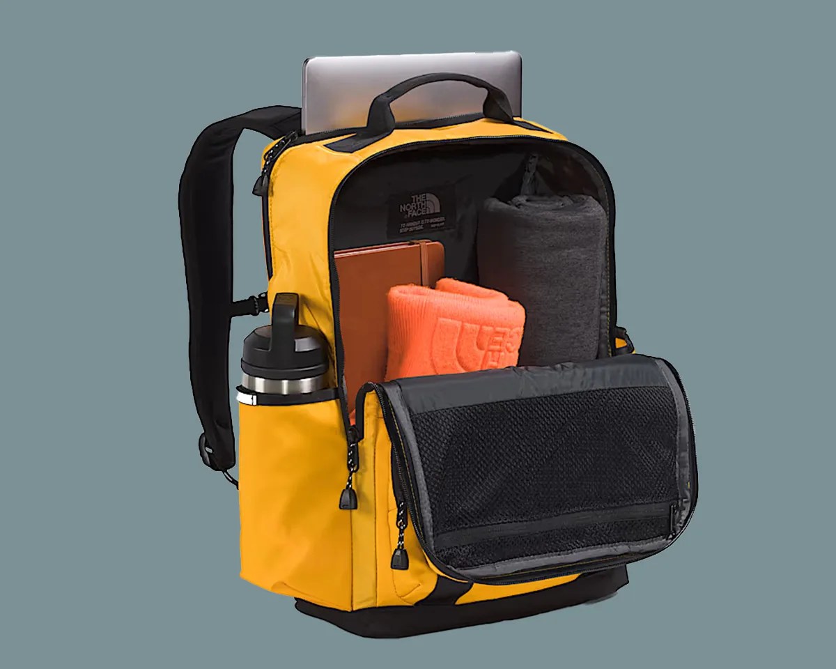 The North Face Base Camp EDC Travel Bags on blue background