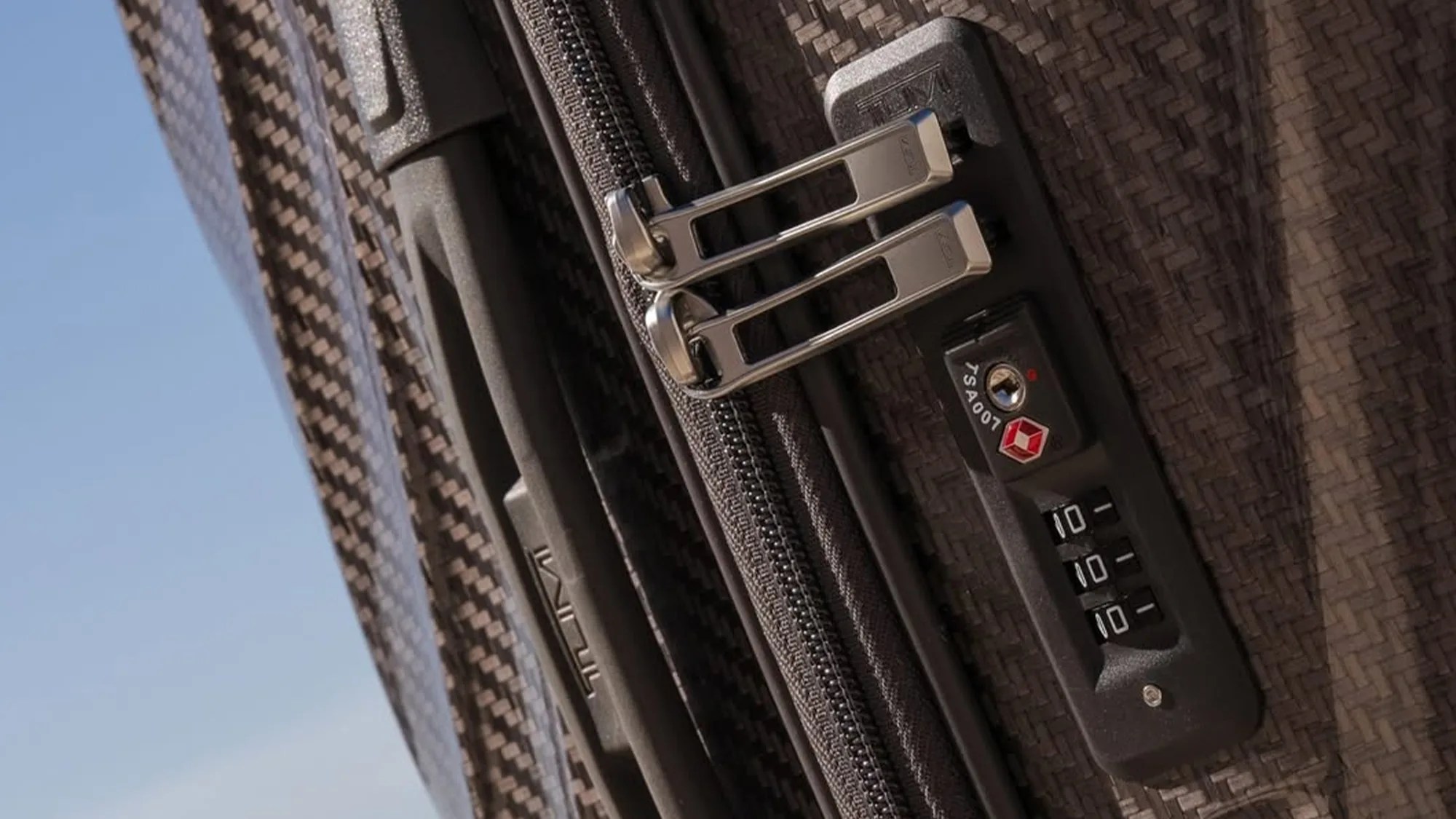 Closeup of Tumi 19 Degree Lite Luggage lock