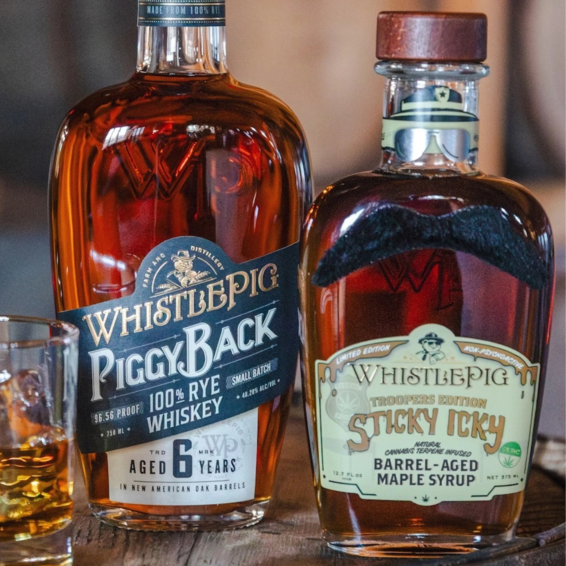 WhistlePig Maple Old Fashioned Troopers Edition Sticky Icky Bundle on whiskey barrel