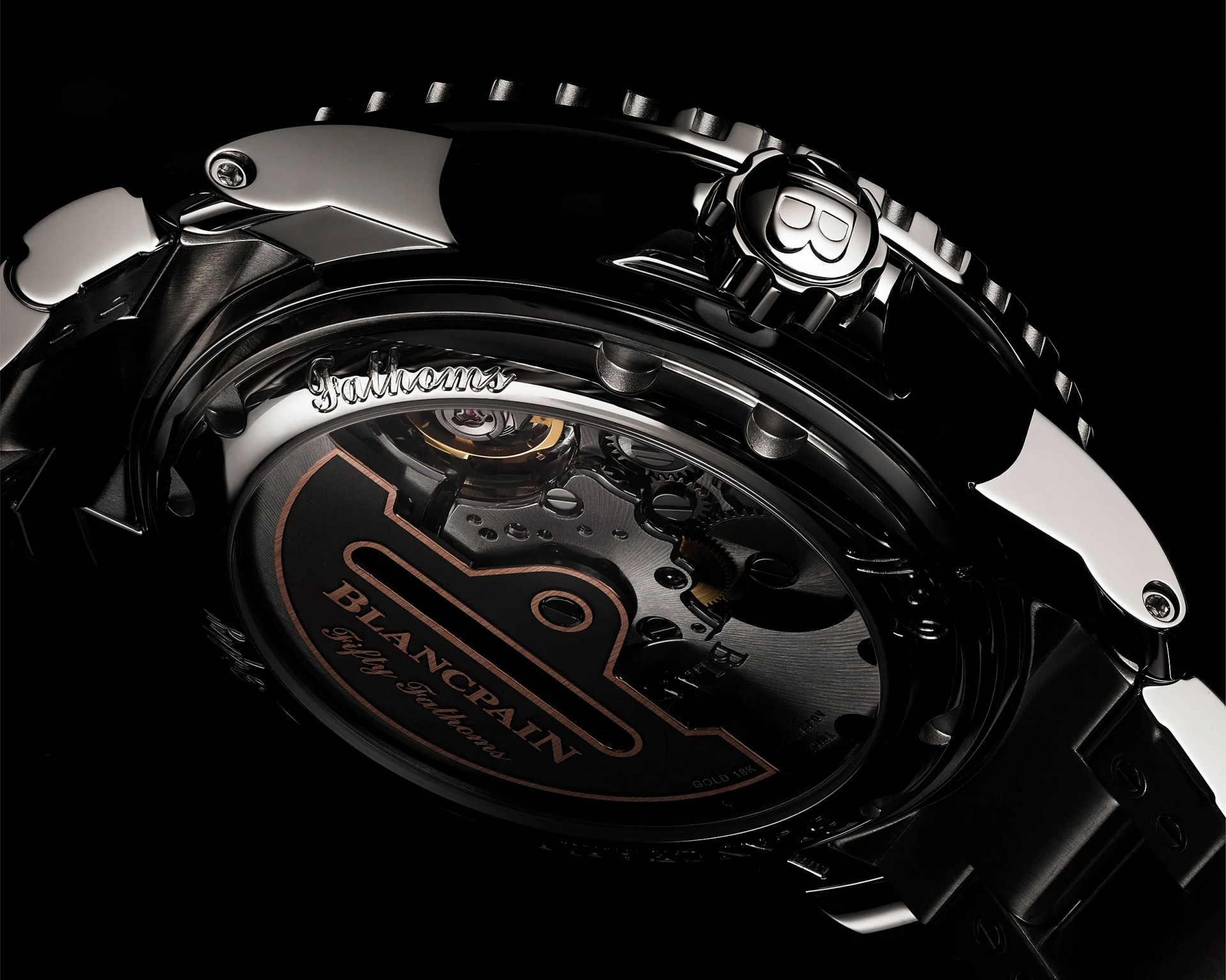 the case back of a Blancpain dive watch