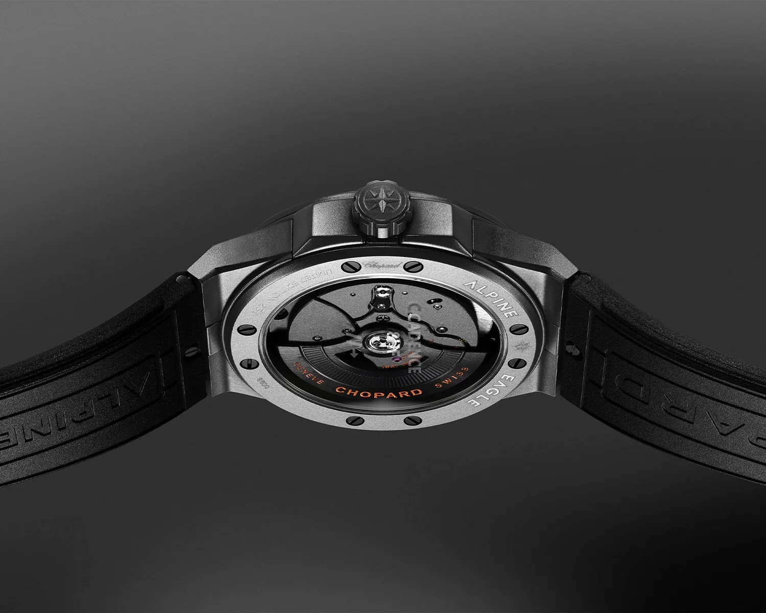 the caseback of a chopard watch