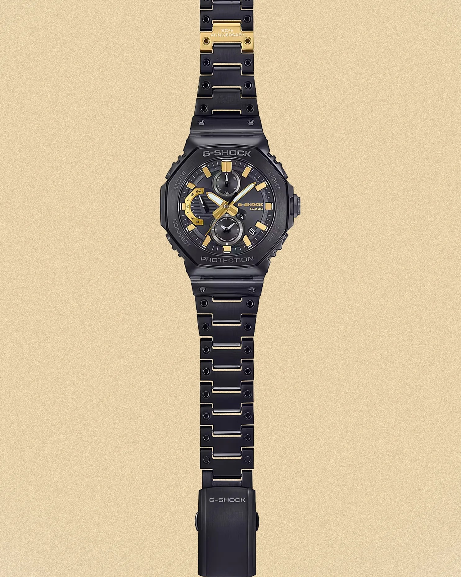a black metal g-shock watch