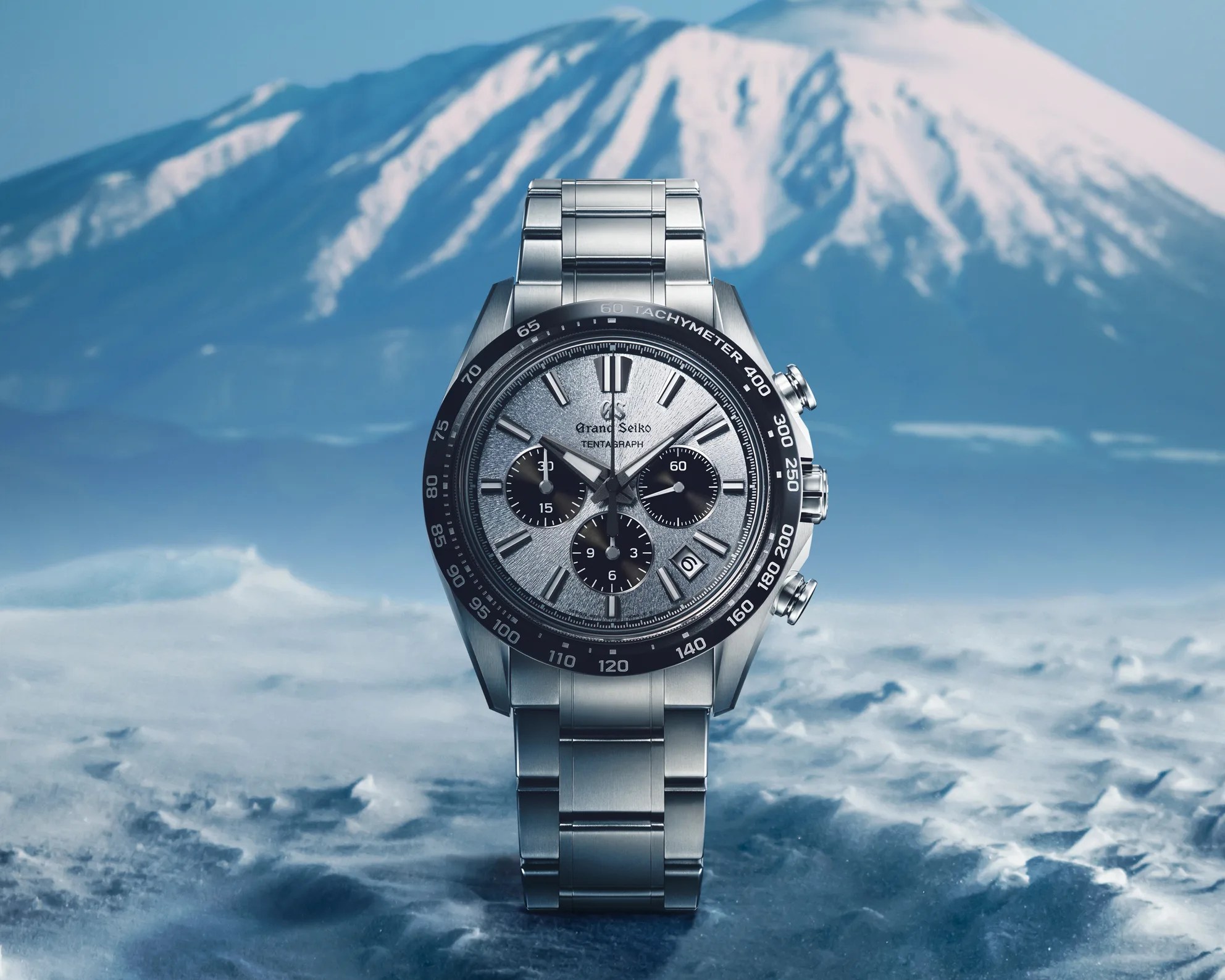 a Grand Seiko chronograph in the snow