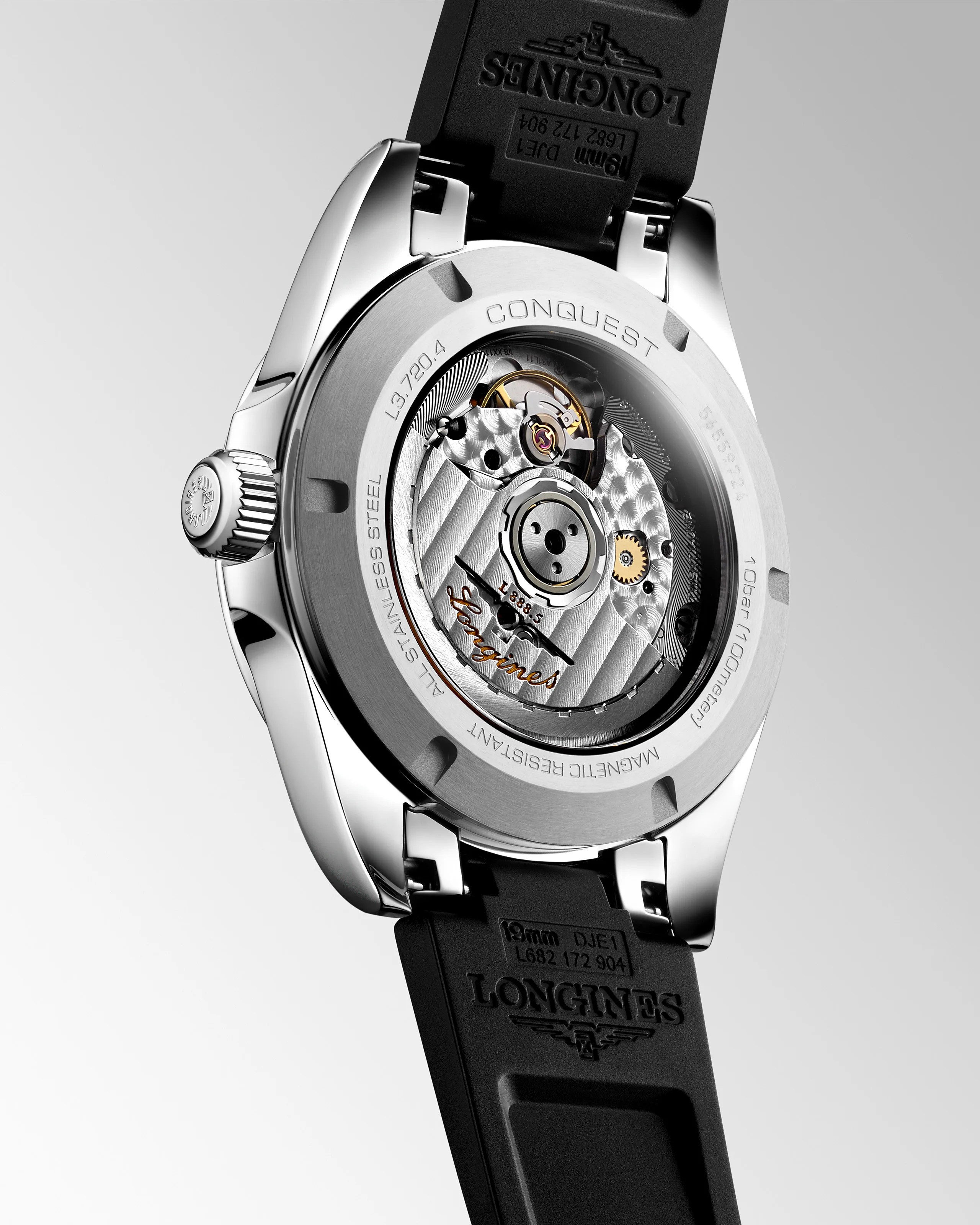 the case back of a Longines watch