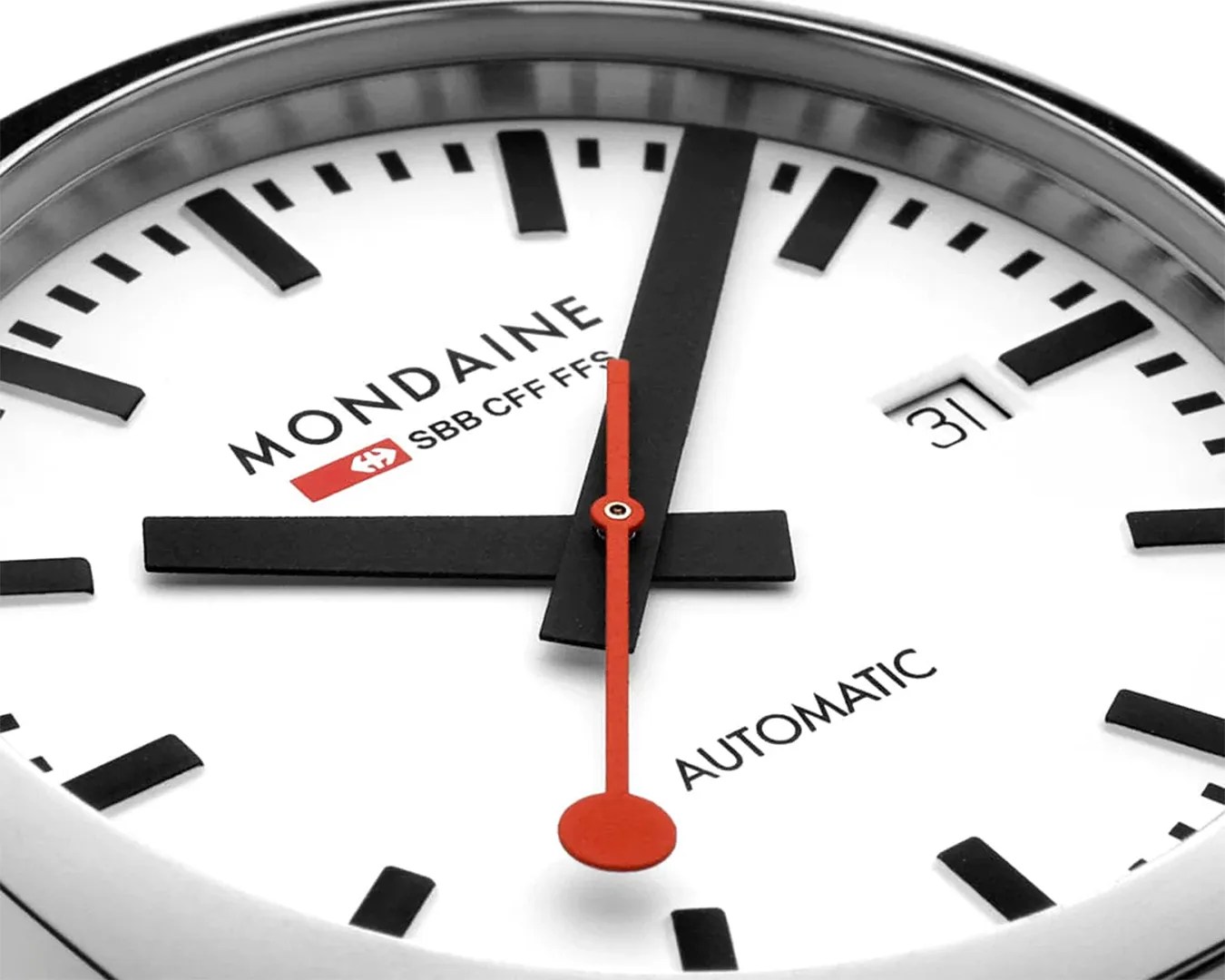 the dial on a Mondaine watch