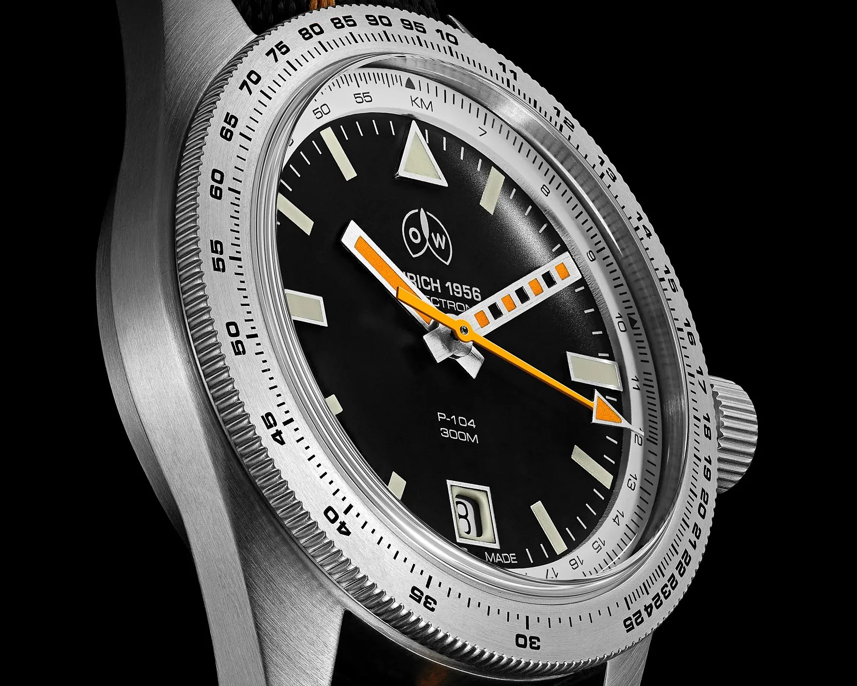 an Ollech & Wajs dive watch with slide rule bezel