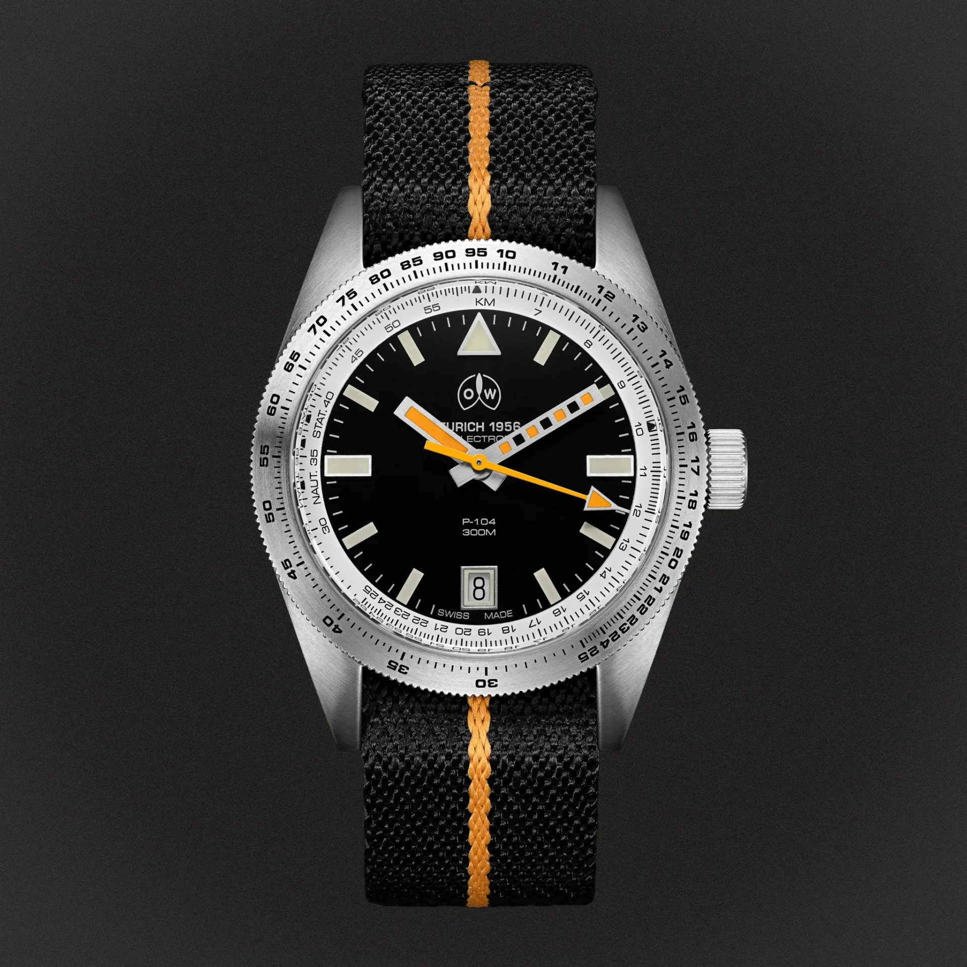 an Ollech & Wajs dive watch with a slide rule bezel