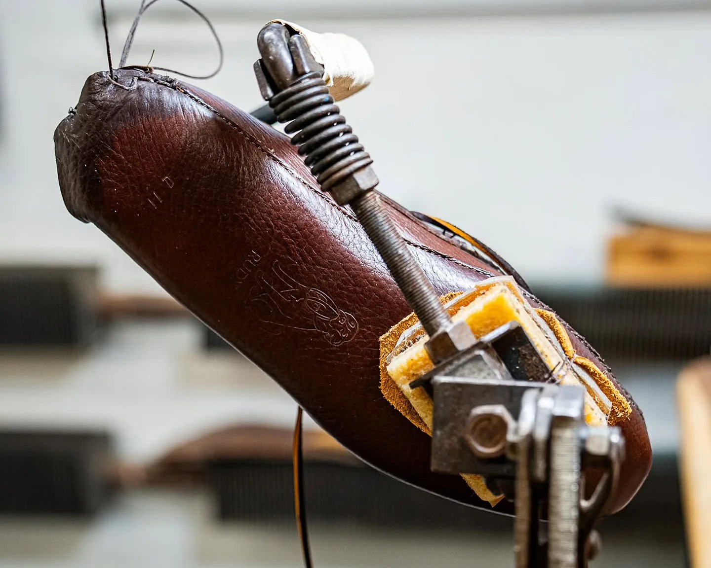 a rancourt moccasin being assembled