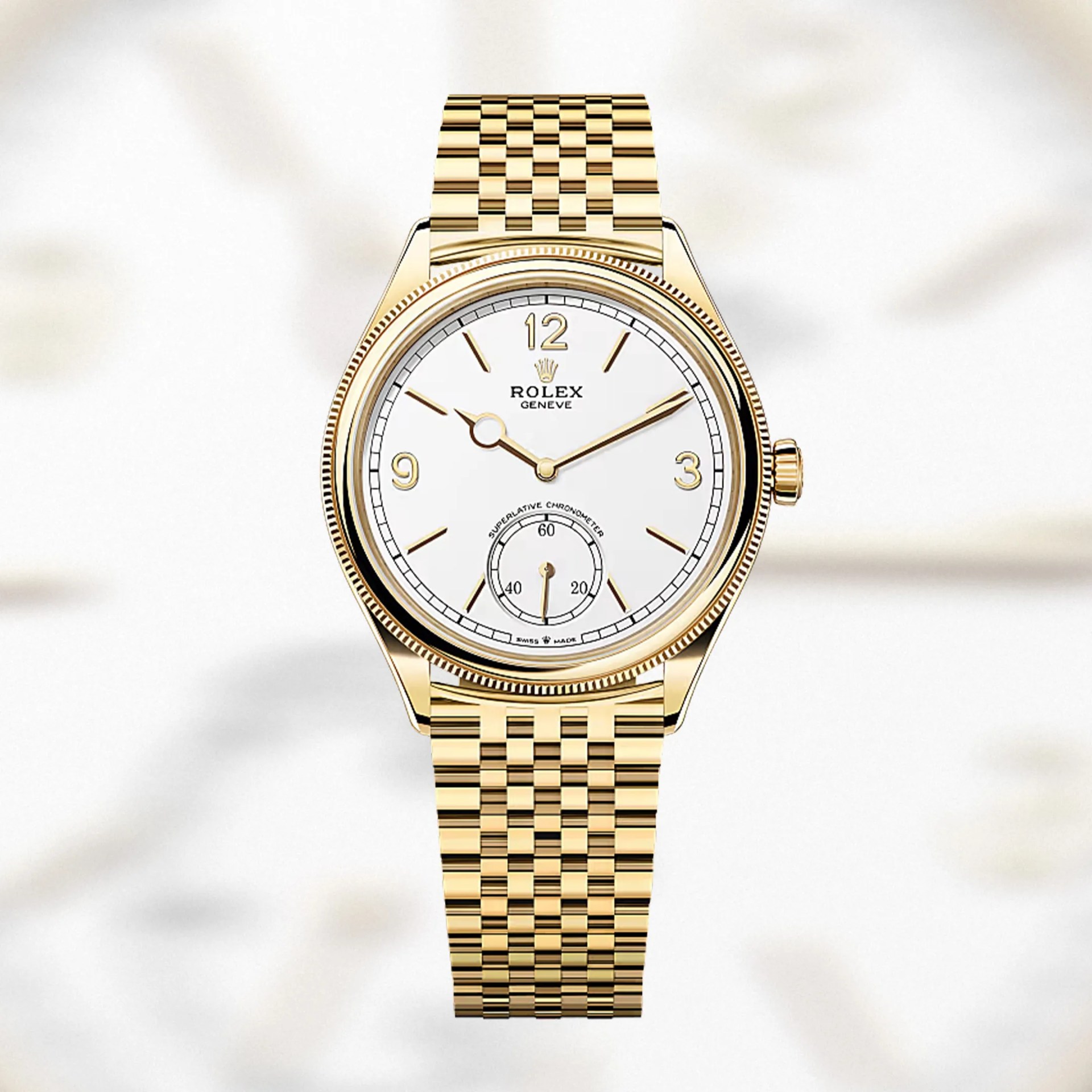 a rolex dress watch on a bracelet
