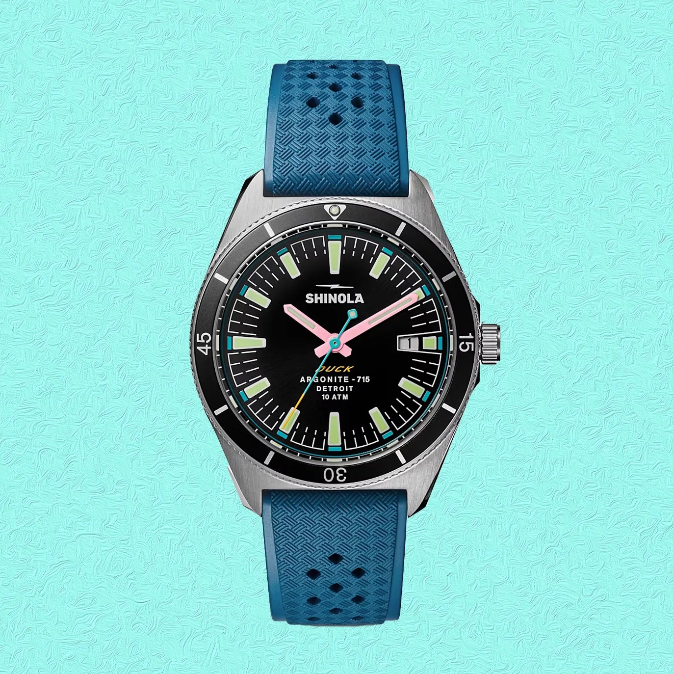 a Shinola dive watch with a black dial