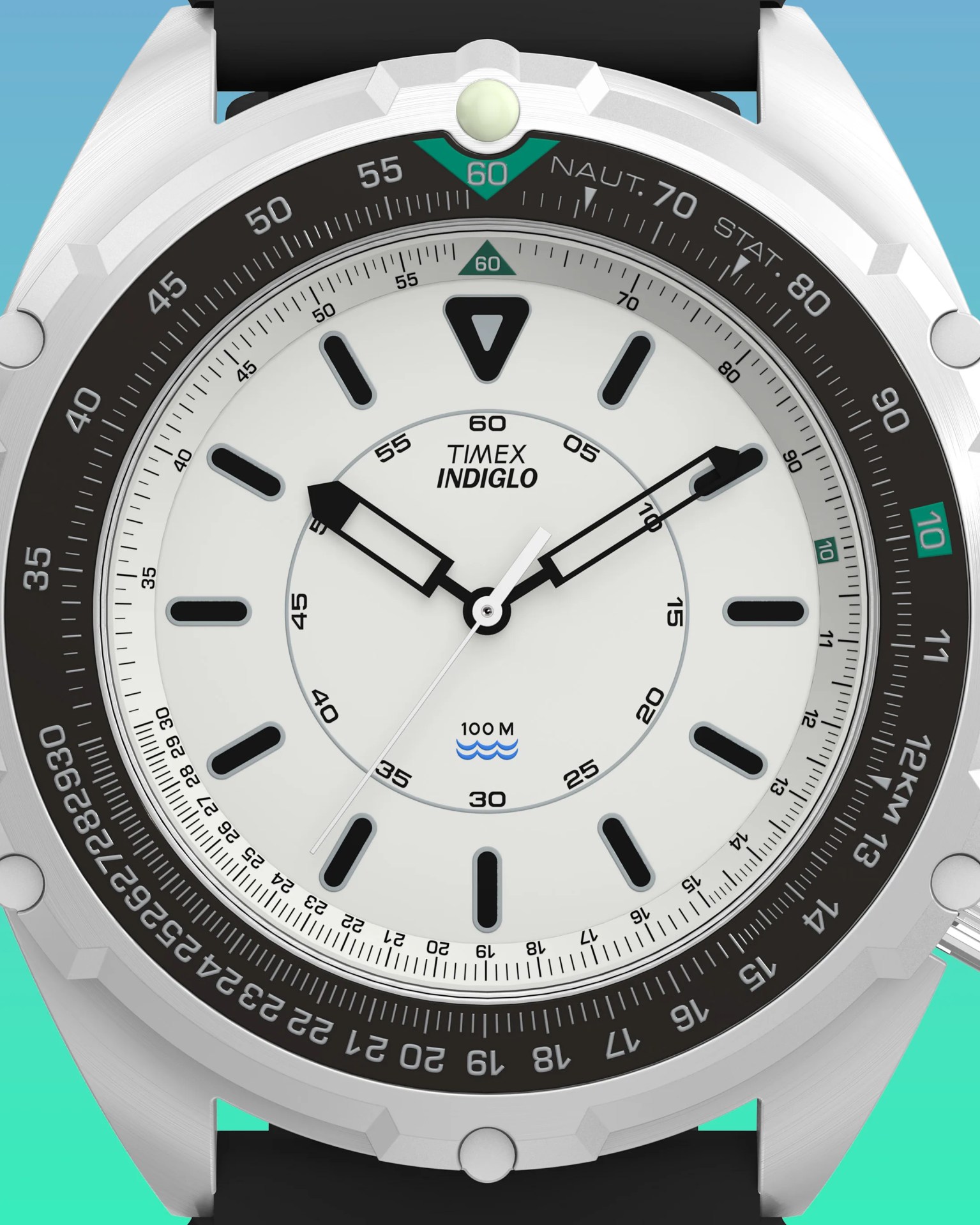 the white dial of a Timex watch