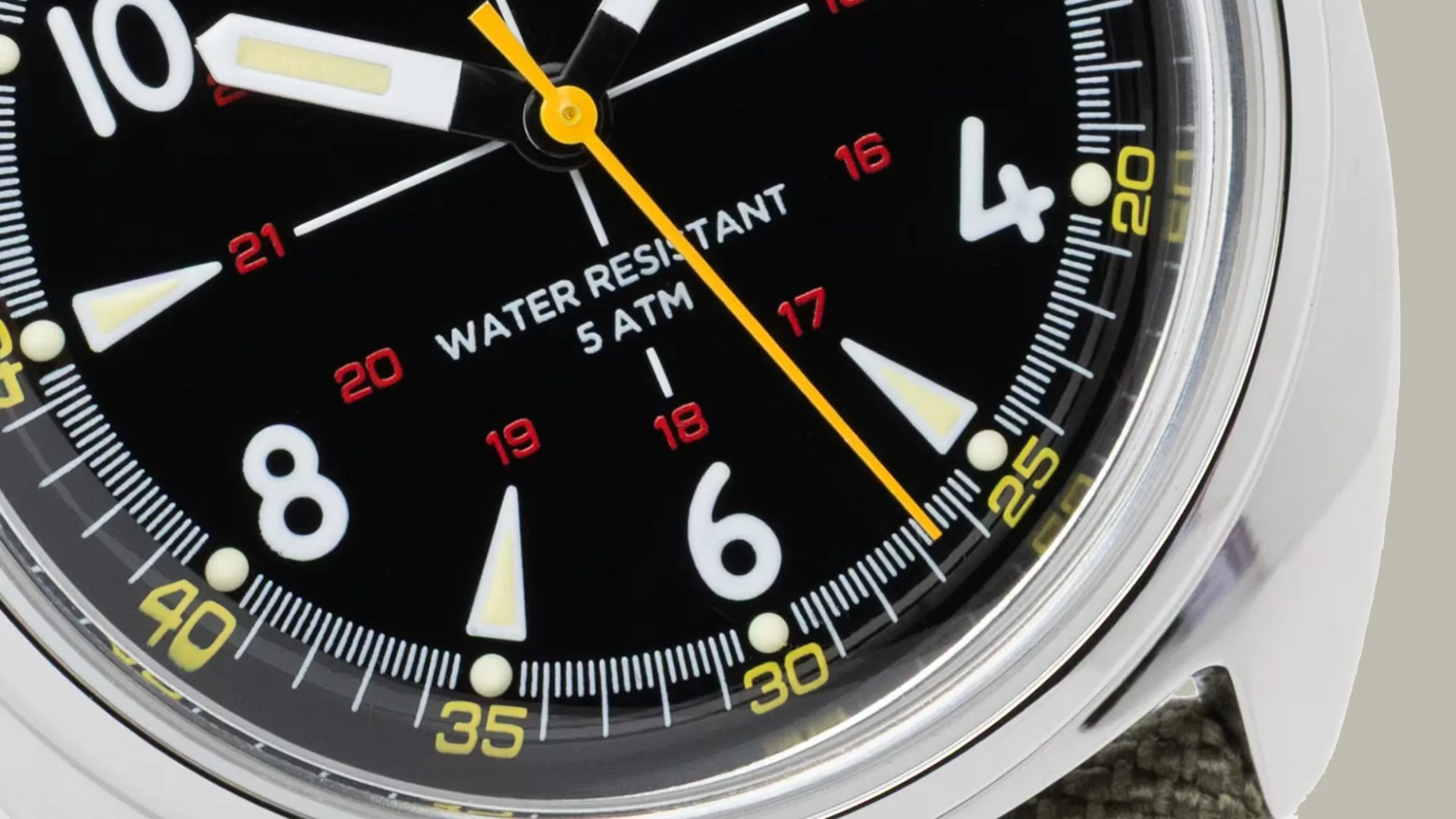 the dial of a field watch