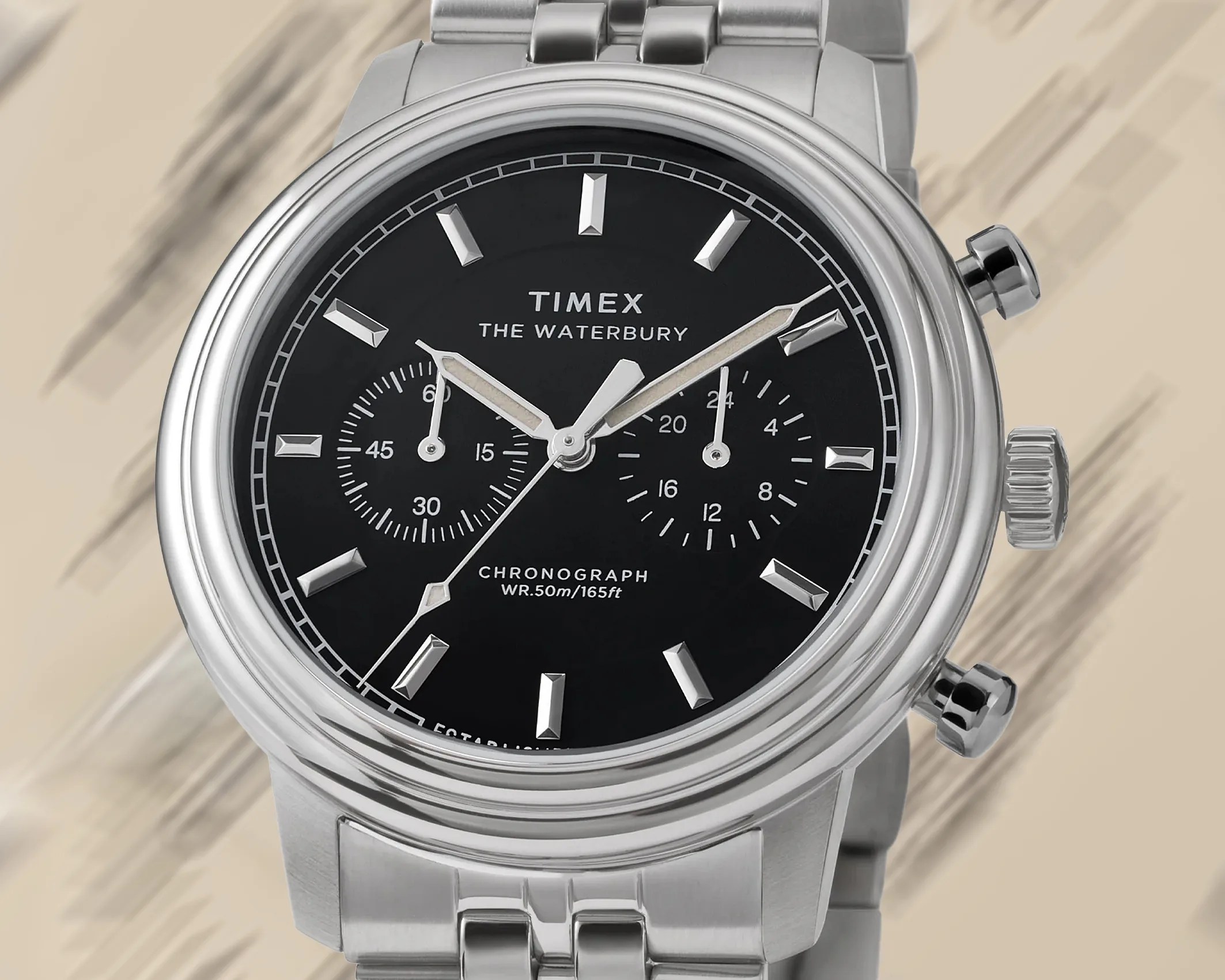 a Timex chronograph watch with a black dial