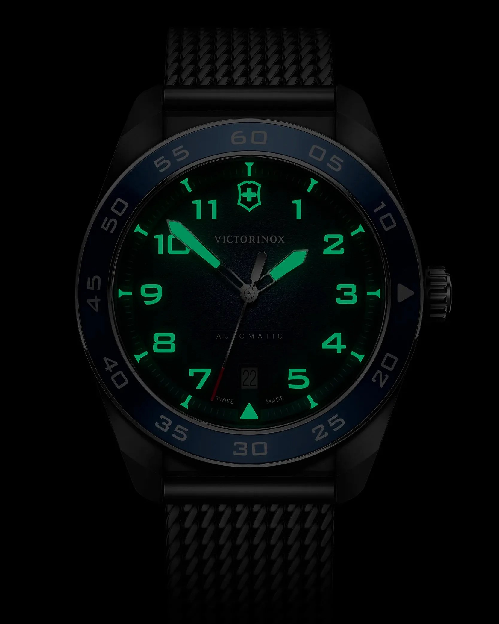 a dive watch in the dark