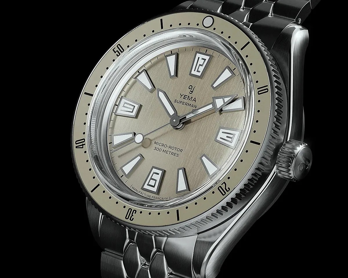 the dial and bezel of a steel dive watch
