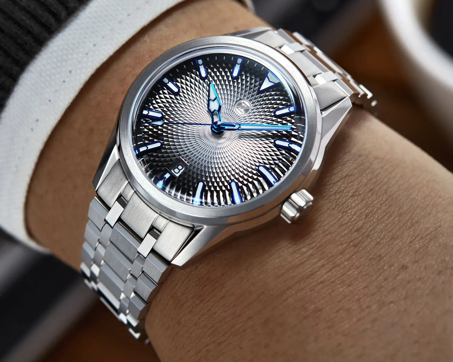 zelos helica steel blue watch