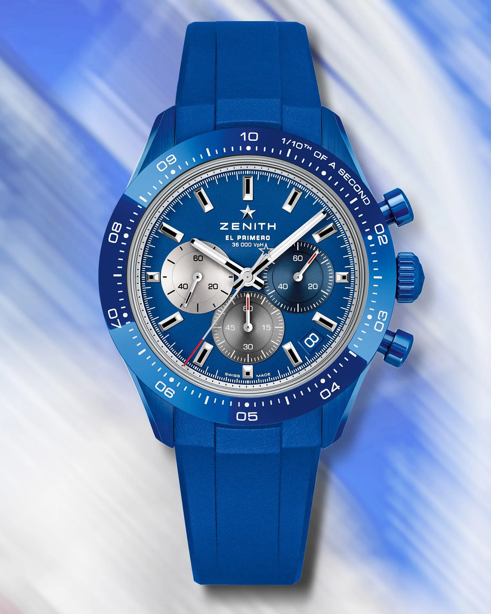 a blue chronograph watch
