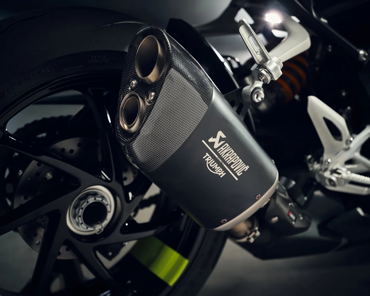 2026 triumph speed triple 1200 rx akrapovic exhaust detail