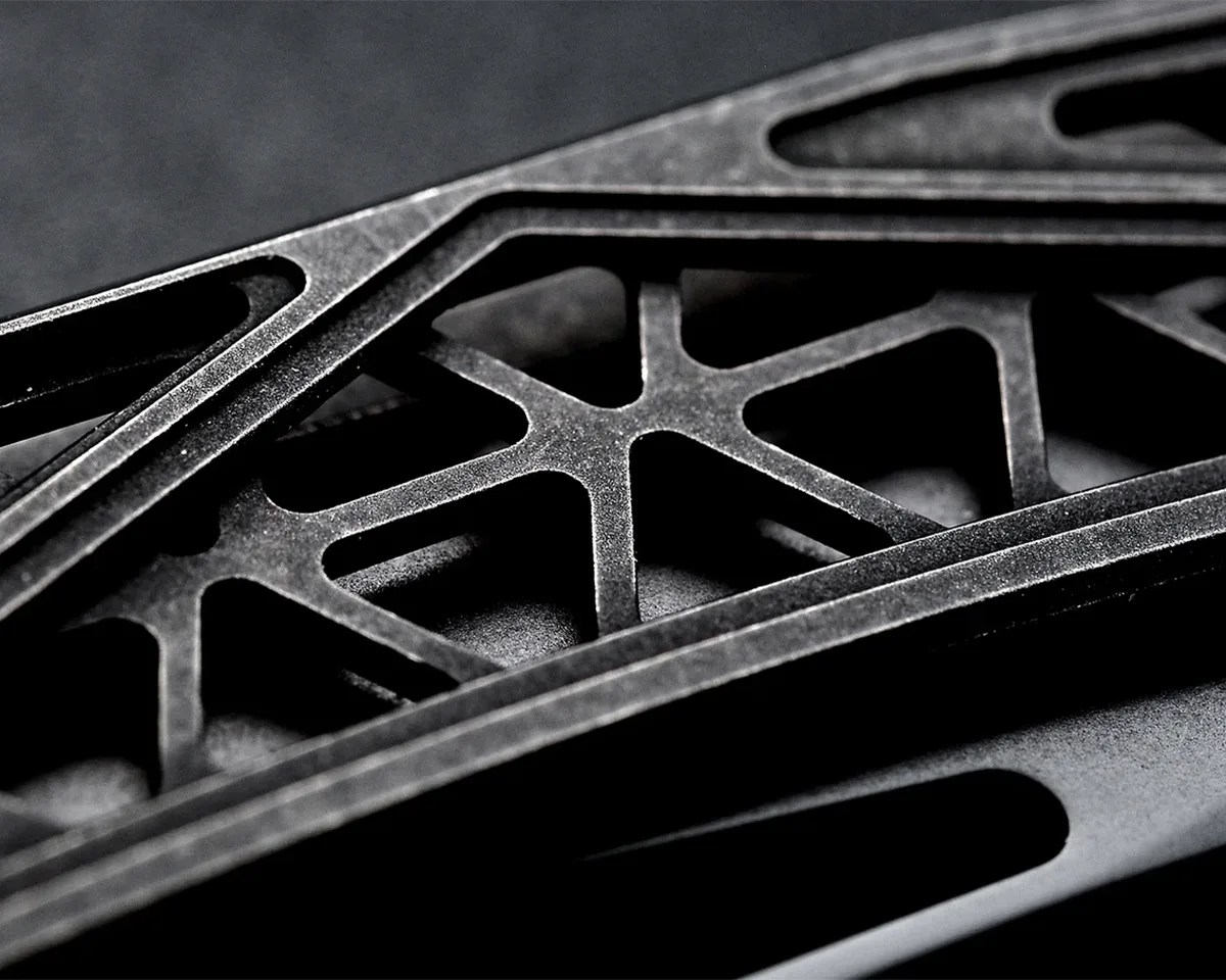 Avian Knives Topaza V1 skeletonized handle closeup