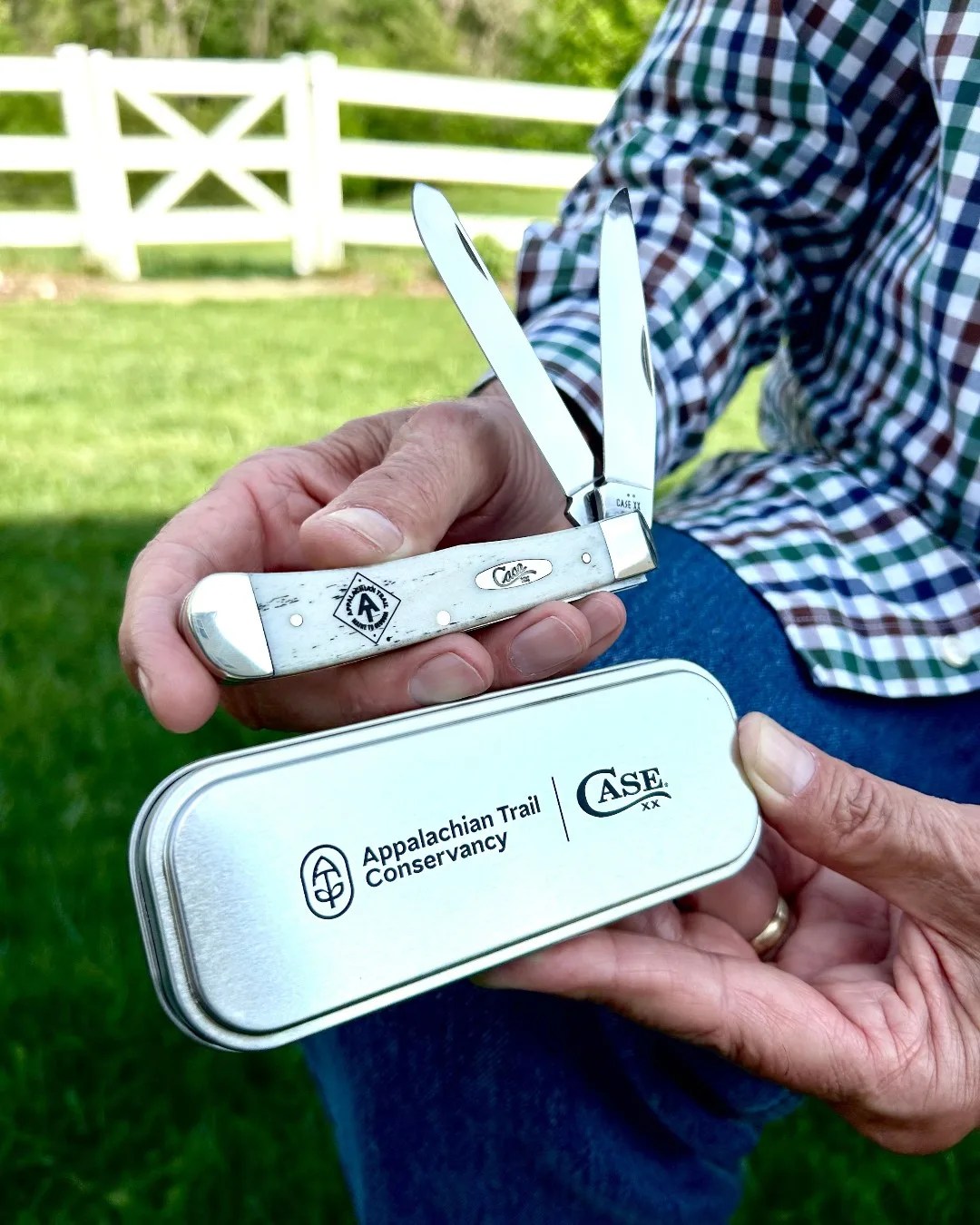 Case Limited Edition AT Diamond Case Trapper Knife in hand on farm